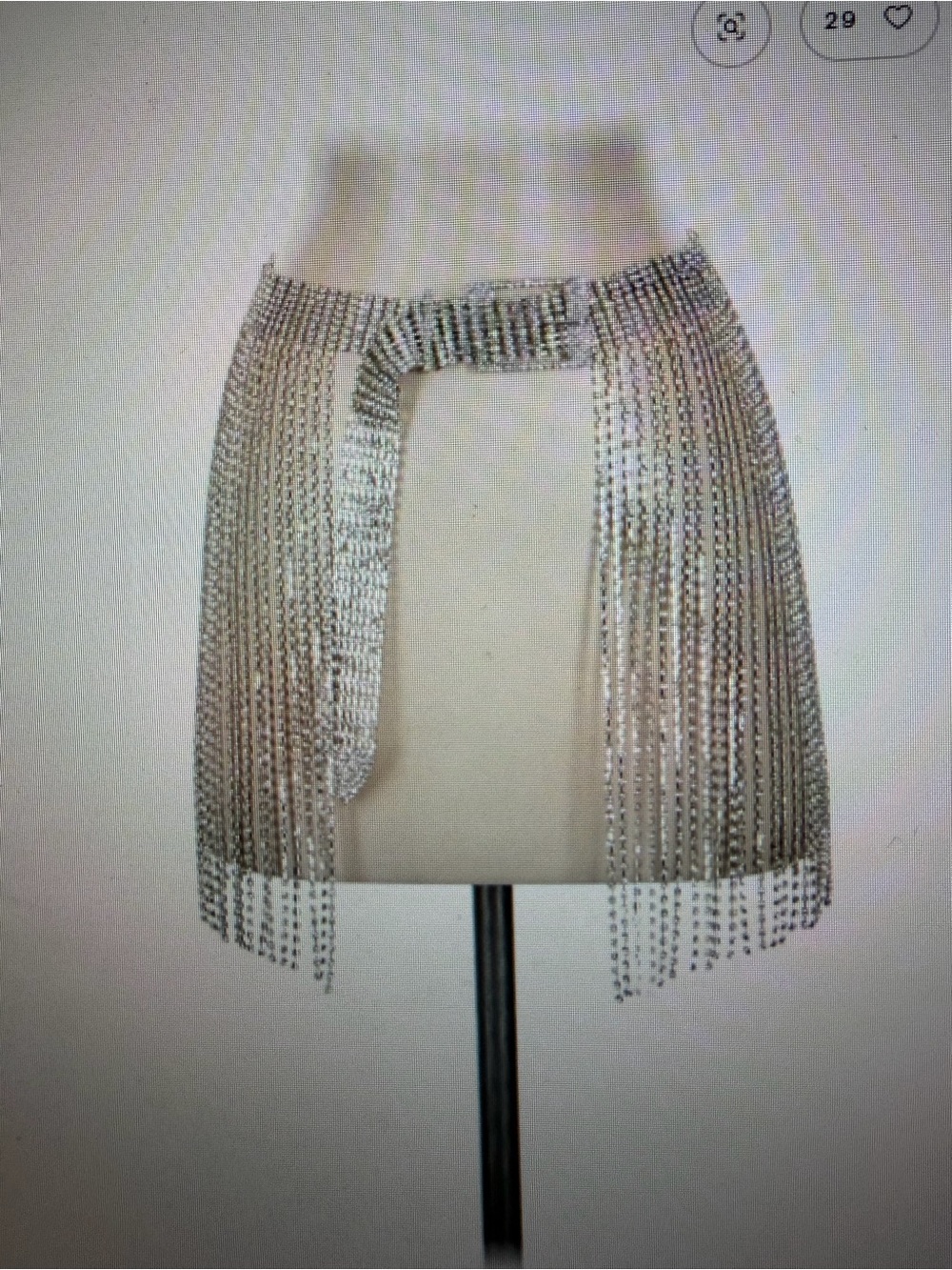 DA VEAMOR Silver Crystal Fringe Mini Skirt with Belt,one size, NWT